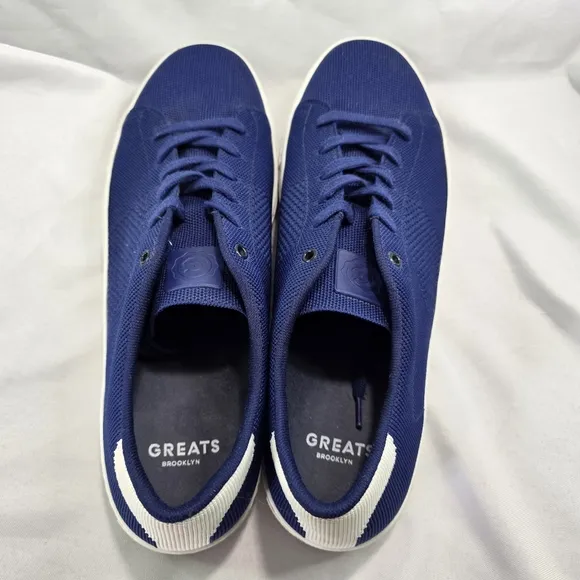 Greats Royale Knit Sneakers Shoes Mens 14 Navy Blue White Lace Up Made In Italy