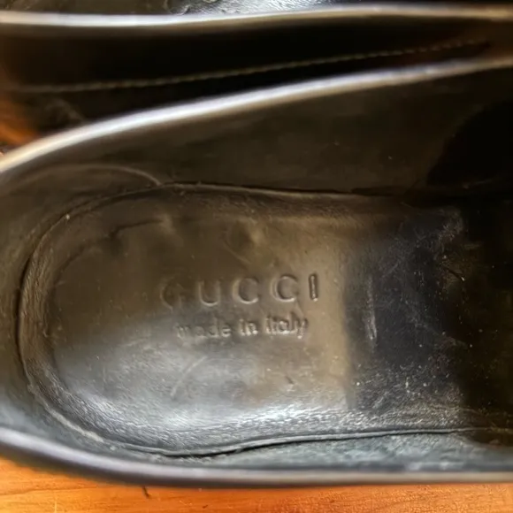GUCCI 286771 Men’s Black Leather Silver Horsebit Slip On Loafers 7 Made in Italy
