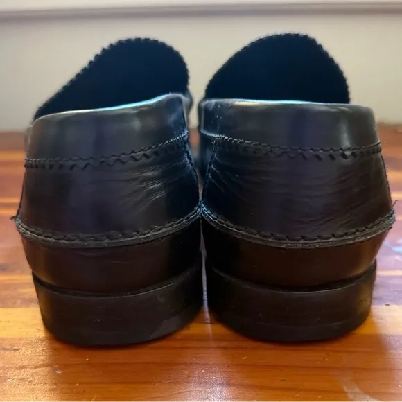 GUCCI 286771 Men’s Black Leather Silver Horsebit Slip On Loafers 7 Made in Italy