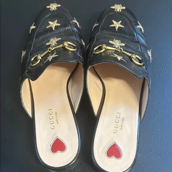 Gucci Black and Gold Espadrilles