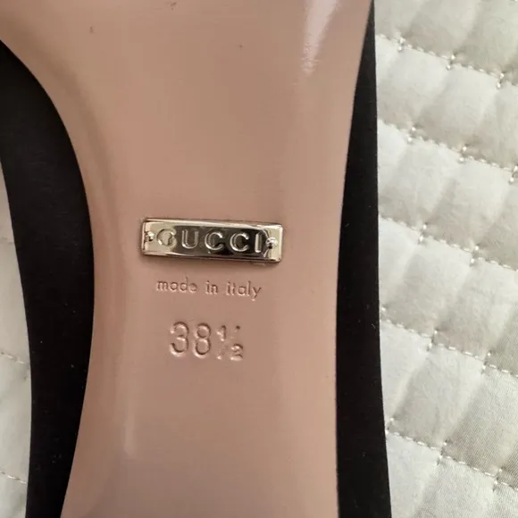 Gucci Black Flats with Pearl Embellishments