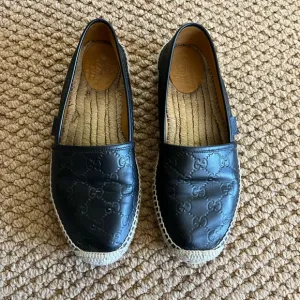 Gucci Black Leather Espadrilles Sz 40