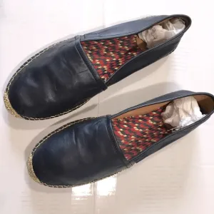 Gucci Blue   Red Leather Espadrilles with Gold Accents New Condition, Size 42