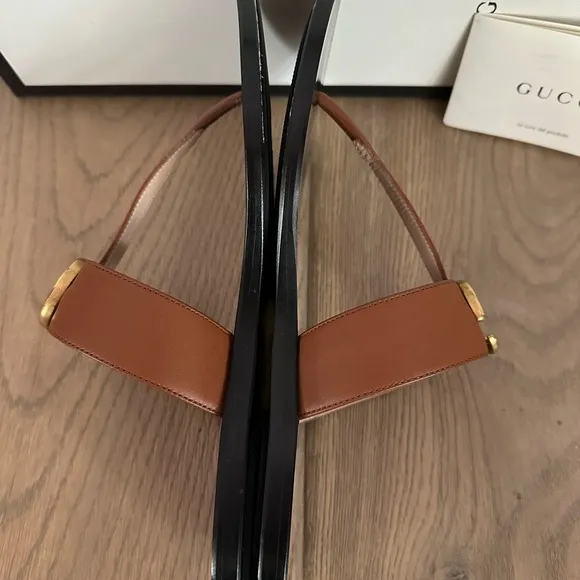 Gucci GG Marmont Brown Thong Sandals
