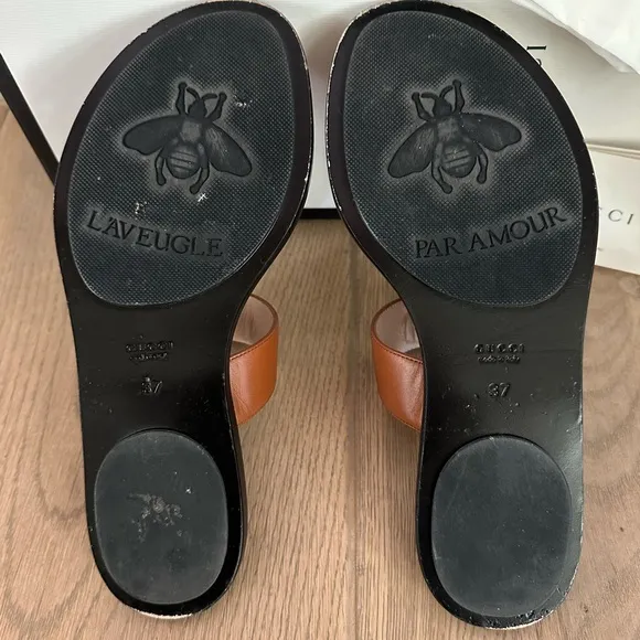 Gucci GG Marmont Brown Thong Sandals