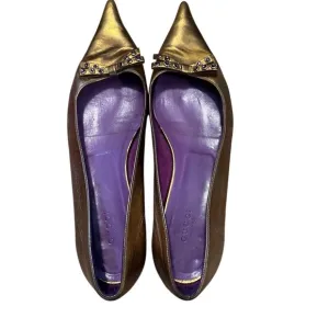 Gucci Gold Flats with Metallic Toe Cap
