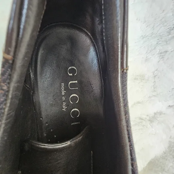 Gucci Guccissima Sneaker Leather Canvas Shoes Brown Style#091835 Size  US 8