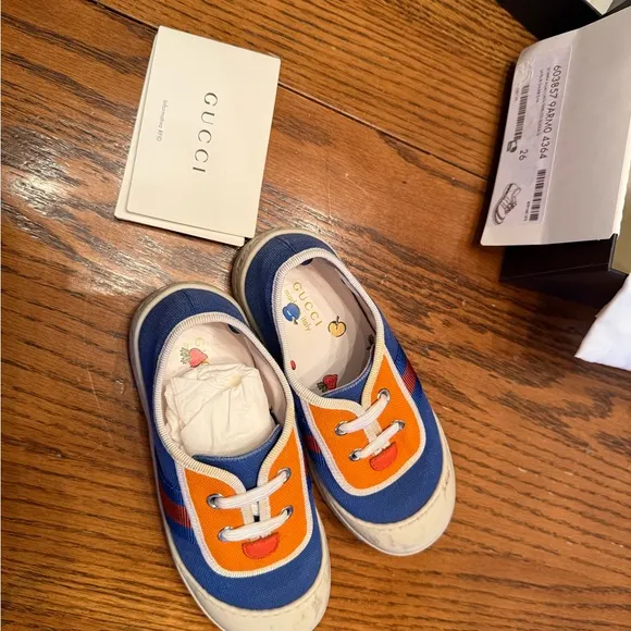 Gucci Kids Blue and Orange Sneakers