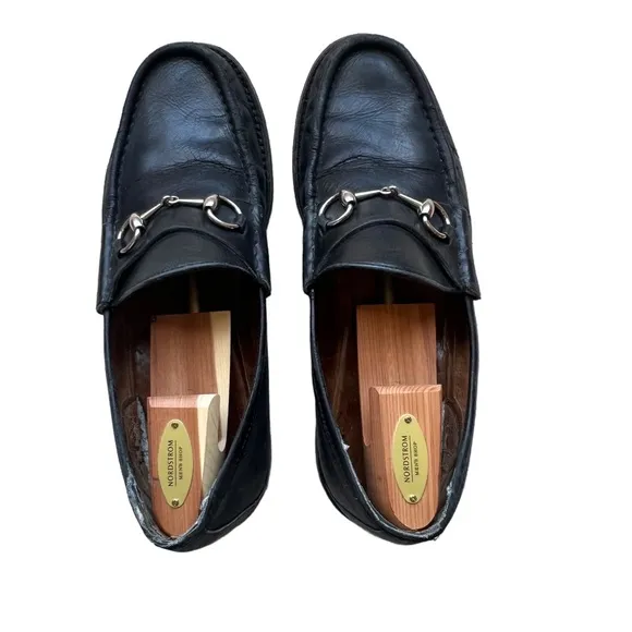 GUCCI Men’s Horsebit Lug Sole Black Leather Loafers