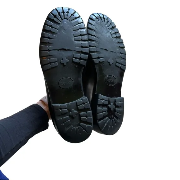 GUCCI Men’s Horsebit Lug Sole Black Leather Loafers