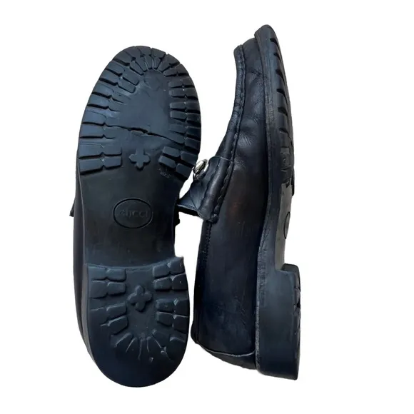 GUCCI Men’s Horsebit Lug Sole Black Leather Loafers