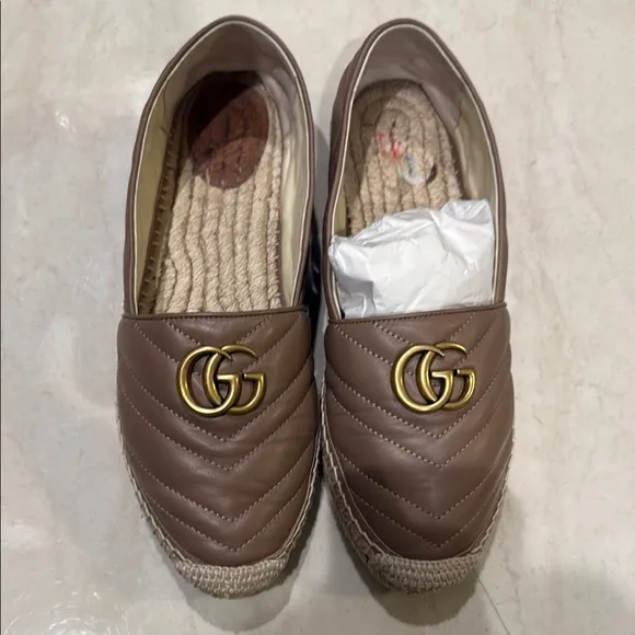 Gucci Quilted leather Espadrilles with Gold Logo