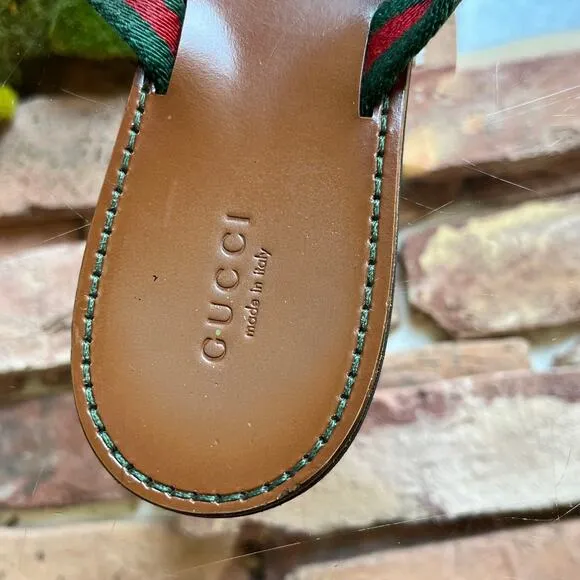 GUCCI Web Stripe Thong Sandals SZ39(9US)