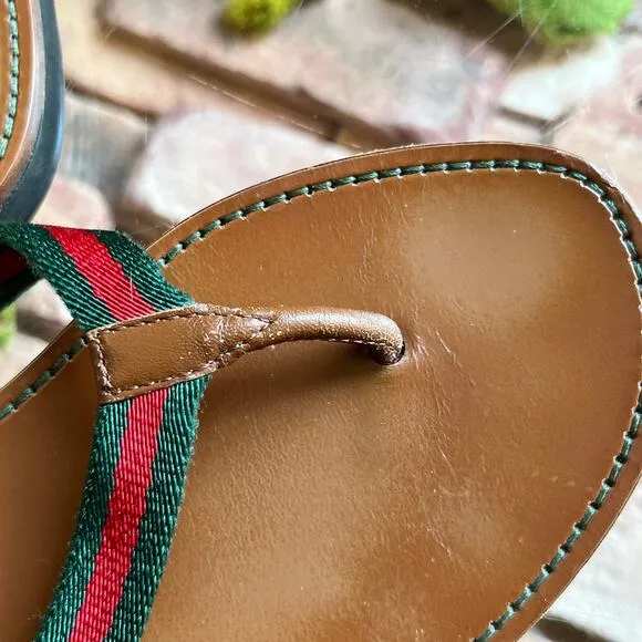 GUCCI Web Stripe Thong Sandals SZ39(9US)
