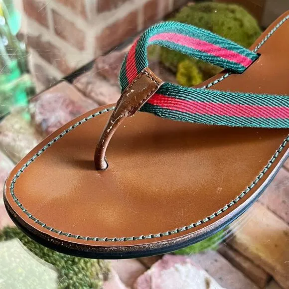 GUCCI Web Stripe Thong Sandals SZ39(9US)