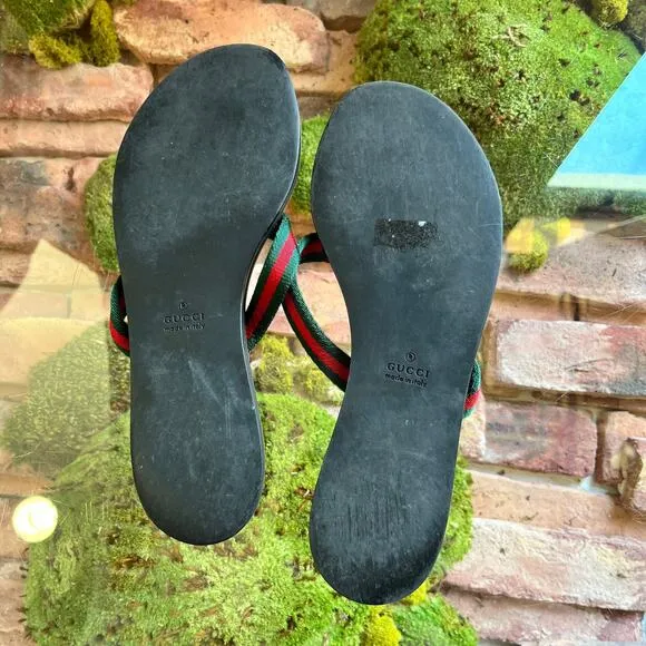 GUCCI Web Stripe Thong Sandals SZ39(9US)