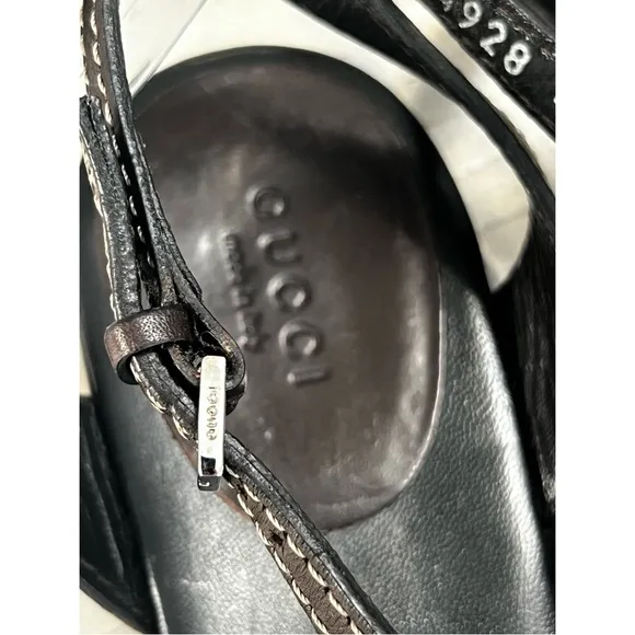 Gucci woman’s Brown leather thong sandal size US 11