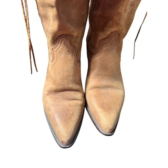 Guess by Georges Marciano Womens Mid Calf Suede Boots Brown Size 7.5 Y2K Western