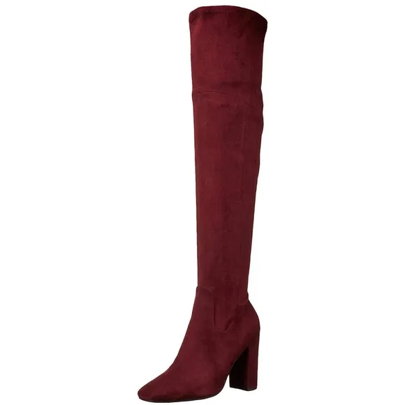 GUESS MIREYA2 DARK RED KNEE HIGH HEEL BOOTS NIB  6