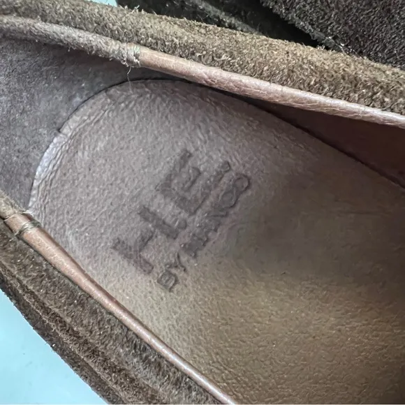 H. E. By Mango Genuine Leather Suede Elegant Brown Slip-On Loafers Tassel 10.5
