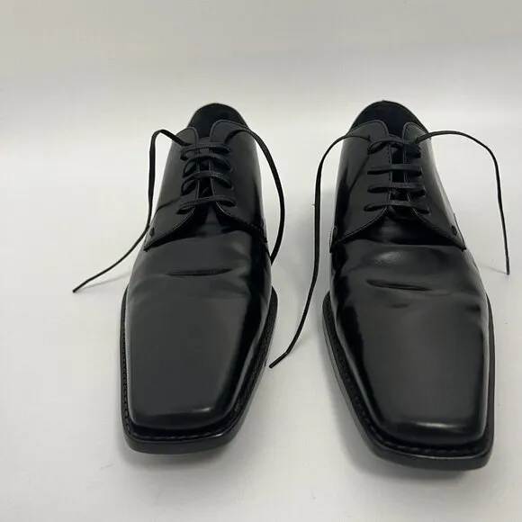 Haider Ackermann women's Black Leather Lace Up loafers Oxfords Shoes Sz 37