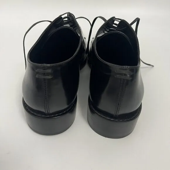 Haider Ackermann women's Black Leather Lace Up loafers Oxfords Shoes Sz 37
