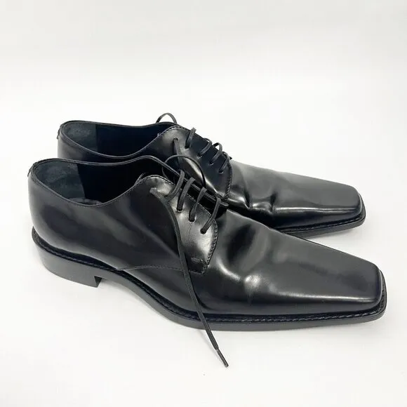 Haider Ackermann women's Black Leather Lace Up loafers Oxfords Shoes Sz 37