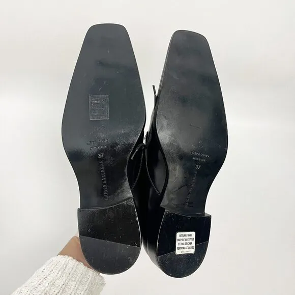 Haider Ackermann women's Black Leather Lace Up loafers Oxfords Shoes Sz 37