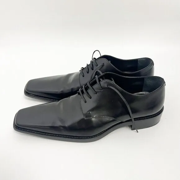 Haider Ackermann women's Black Leather Lace Up loafers Oxfords Shoes Sz 37