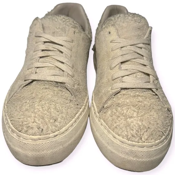 Helmut Lang Women’s Size 38 8 Ivory Cream Brushed Scuffed Up Suede Sneakers