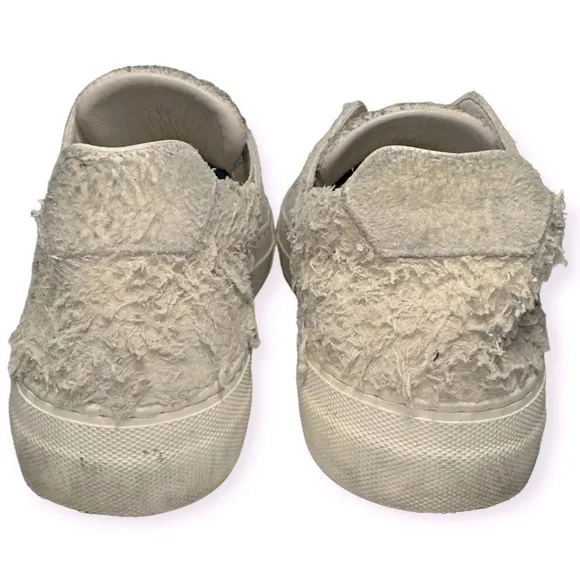 Helmut Lang Women’s Size 38 8 Ivory Cream Brushed Scuffed Up Suede Sneakers