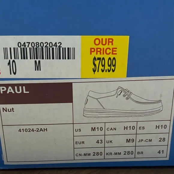 Hey Dude Brown Paul Nut Loafers Slip-Ons Worn Once Size 10 NIB
