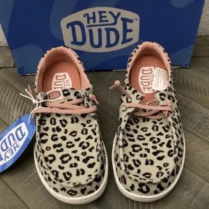 Hey Dude Little Girls Wendy Funk Leopard Casual Moccasin Sneakers