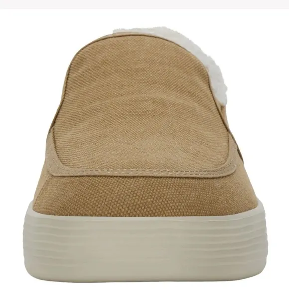 HEY DUDE Sunapee Slipper Salt N Stone Sneakers Men Size 12 Tan &amp; White Vacay NEW