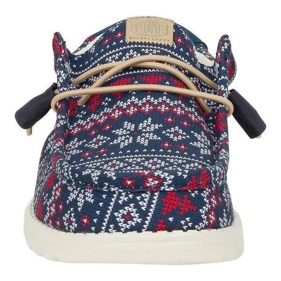 Hey Dude Wally Mens 10 Navy‎ Winter Ugly Sweater Christmas Slip On Shoes Loafers