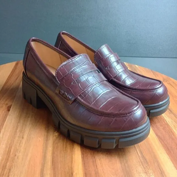 Hey Girl Corkys Womens Sz‎ 9 Chunky Keeper Lug Sole Loafers Brown Vegan Leather