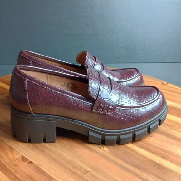 Hey Girl Corkys Womens Sz‎ 9 Chunky Keeper Lug Sole Loafers Brown Vegan Leather