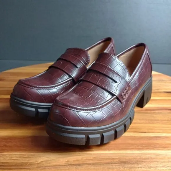 Hey Girl Corkys Womens Sz‎ 9 Chunky Keeper Lug Sole Loafers Brown Vegan Leather