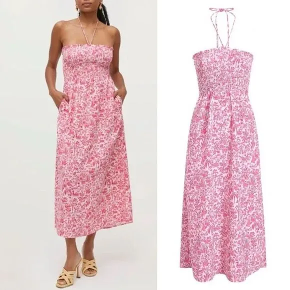 HILL HOUSE Size XL NWT Lucy Dress Strawberry Daiquiri Pink Sherwood Forest