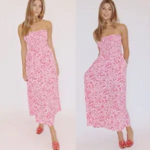 HILL HOUSE Size XL NWT Lucy Dress Strawberry Daiquiri Pink Sherwood Forest