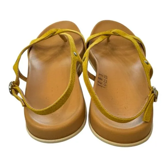 HOGAN Women's Italy Buckle Thong Suede Leather Yellow Sandals 37  7