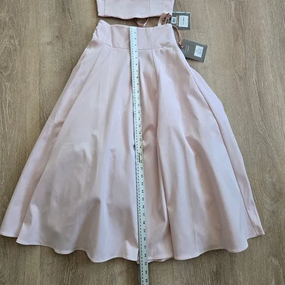 House of CB Pabla Bralette Top &amp; Rita Midi Skirt Set Pink XS New With Tags