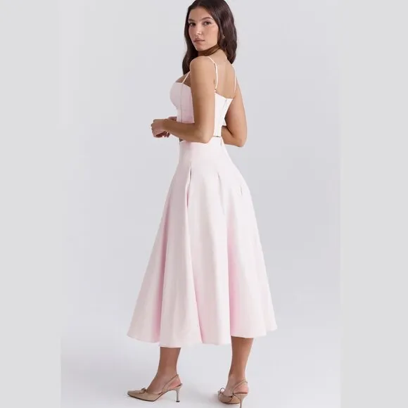 House of CB Pabla Bralette Top &amp; Rita Midi Skirt Set Pink XS New With Tags