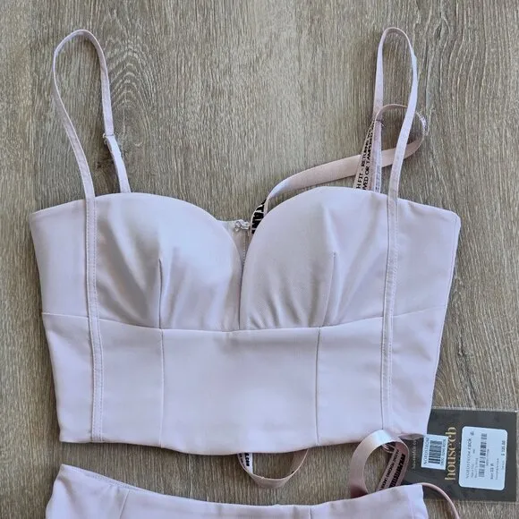 House of CB Pabla Bralette Top &amp; Rita Midi Skirt Set Pink XS New With Tags