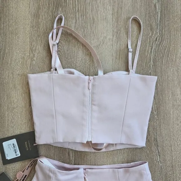 House of CB Pabla Bralette Top &amp; Rita Midi Skirt Set Pink XS New With Tags