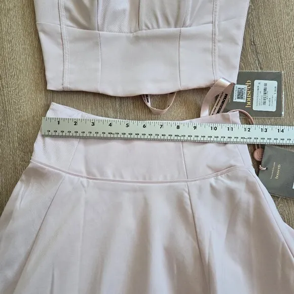 House of CB Pabla Bralette Top &amp; Rita Midi Skirt Set Pink XS New With Tags