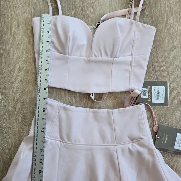 House of CB Pabla Bralette Top &amp; Rita Midi Skirt Set Pink XS New With Tags