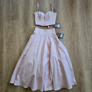 House of CB Pabla Bralette Top &amp; Rita Midi Skirt Set Pink XS New With Tags