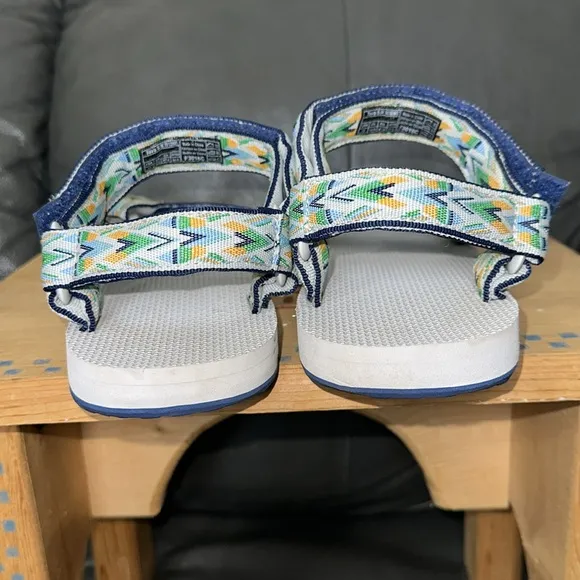 🏆HP🏆 TEVA 13 Gray Blue Green Original Universal Mens Canvas Velcro Sandals