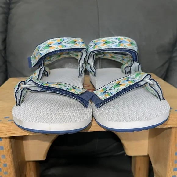 🏆HP🏆 TEVA 13 Gray Blue Green Original Universal Mens Canvas Velcro Sandals